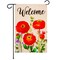 G128 Spring Welcome Red Orange Flowers Garden Flag 12x18 In Double Sided Yard Garden Lawn Decoration